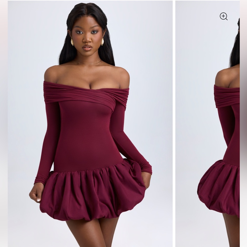SERRA (still on website!)
Modal Off-Shoulder Bubble Hem Dress Wine (has snag :()